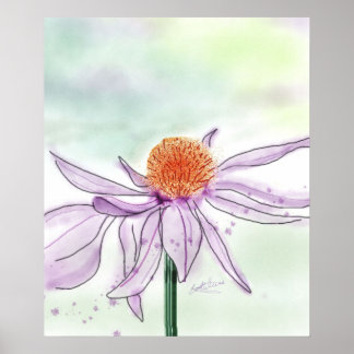 Póster Poster de acuarela de flor de cono