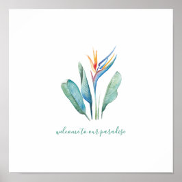 Póster Poster de acuarela de flores tropicales