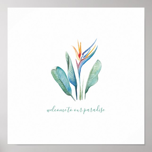 Póster Poster de acuarela de flores tropicales (Frente)