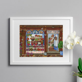 Póster Poster de acuarela de la tienda de flores