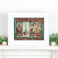 Poster de acuarela de la tienda de música de instr