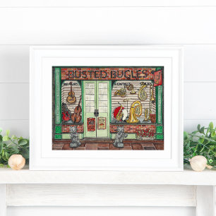 Póster Poster de acuarela de la tienda de música de instr