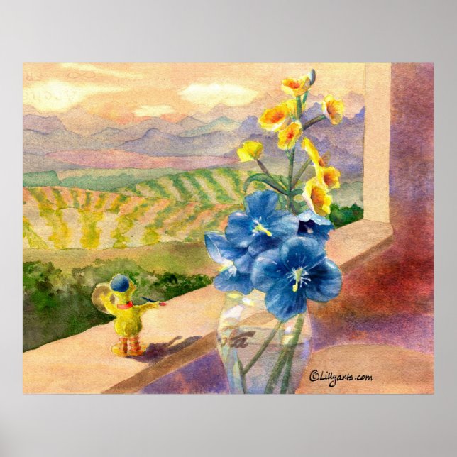 Póster Poster de acuarela de los disquetes azules Imprimi (Frente)