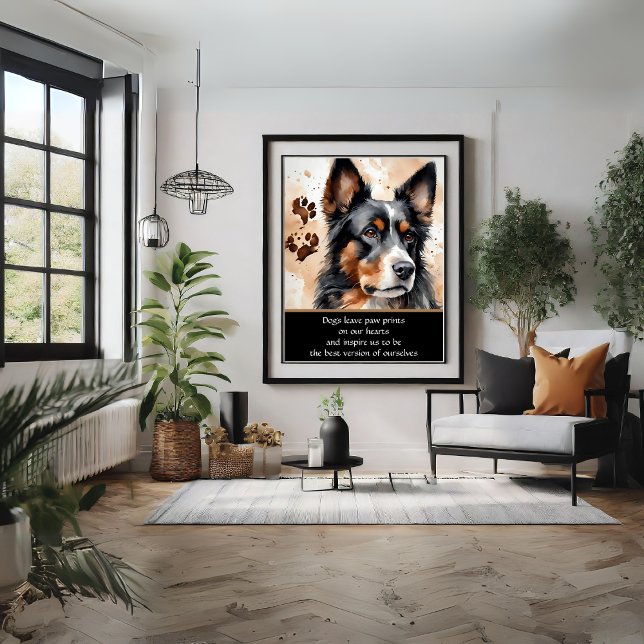 Póster Poster de acuarela de perro lindo (Cute Dog Watercolor Poster)