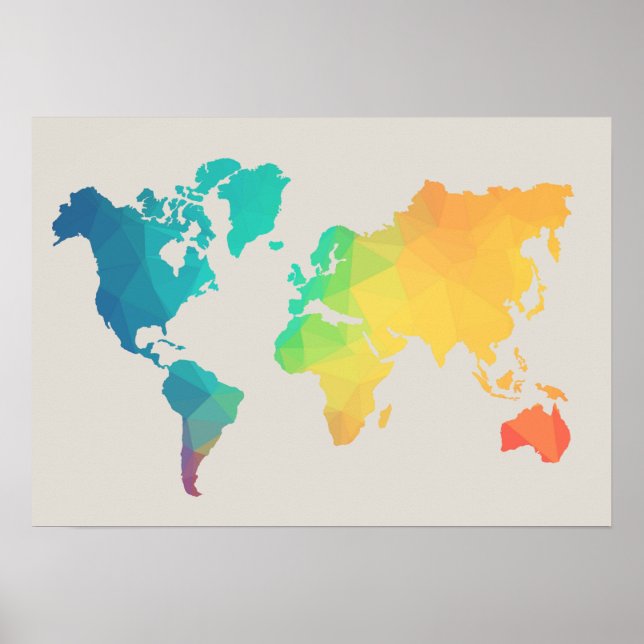 Póster Poster de acuarela de World Map (Frente)