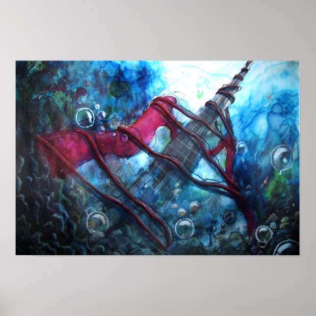 Póster Poster de acuarela del estrecho del guardabarros (Frente)