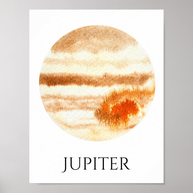 Póster Poster de acuarela del planeta de Júpiter (Frente)