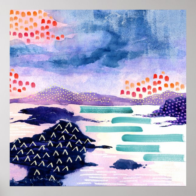 Póster Poster de acuarela divertida y colorida Loch Scott (Frente)