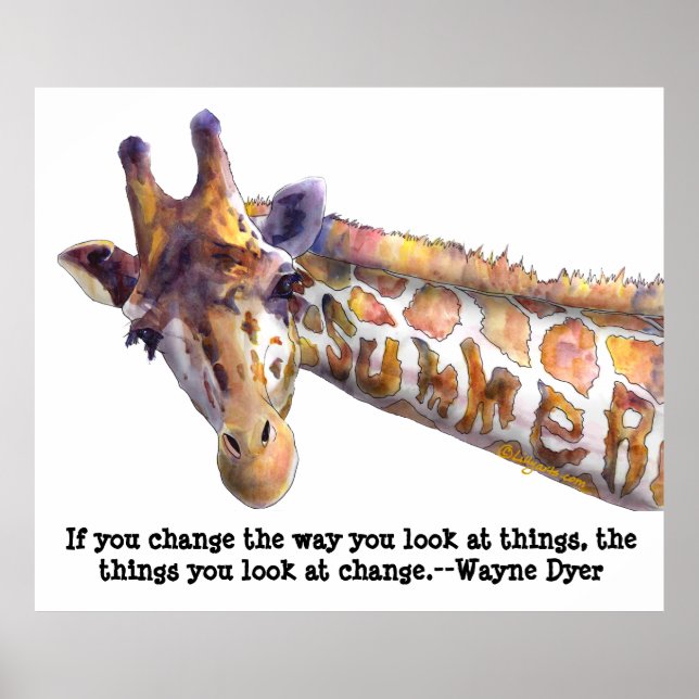 Póster Poster de acuarela Giraffe Summer Quote (Frente)