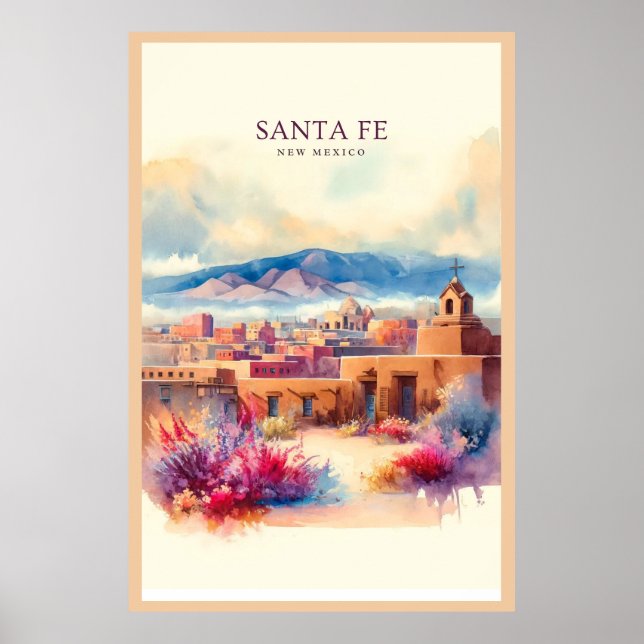 Póster Poster de acuarela Santa Fe (Frente)