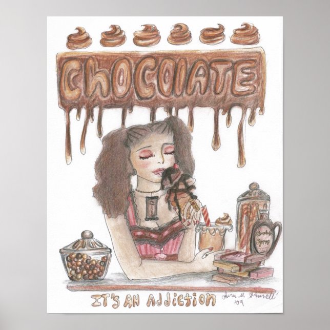 Póster Poster de adicción al chocolate (Frente)