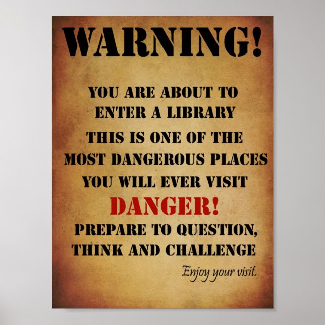 Póster Poster de advertencia de biblioteca (Frente)