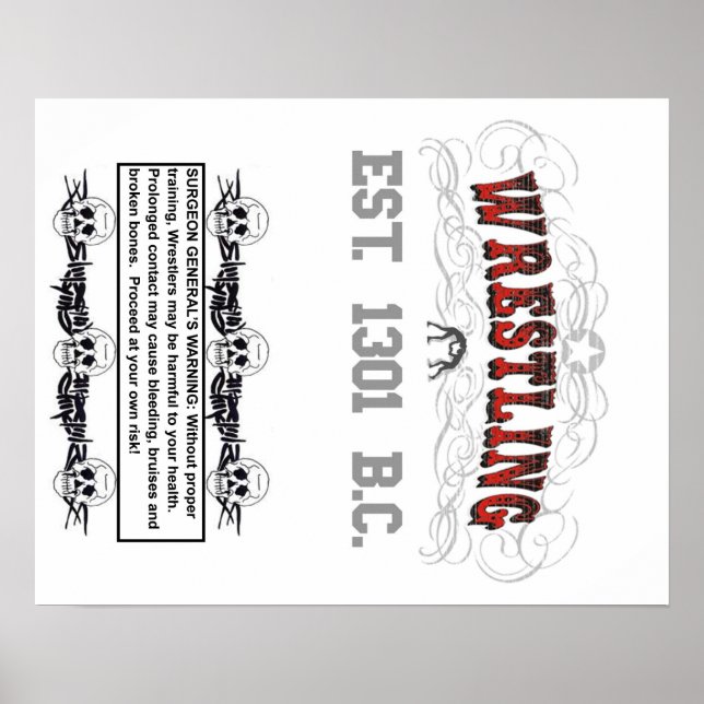 Póster Poster de advertencia de lucha libre (Frente)