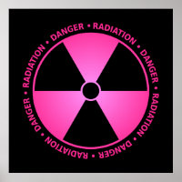 Poster de advertencia de radiación rosa