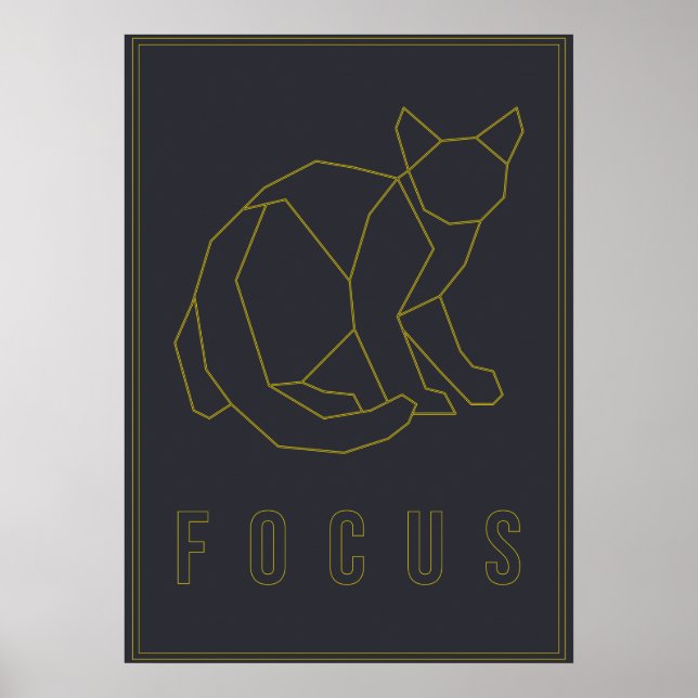 Póster Poster de afirmación de foco de un gato de origami (Frente)