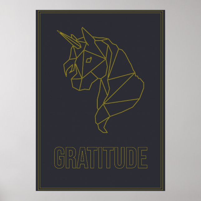 Póster Poster de afirmación de gratitud de un caballo uni (Frente)