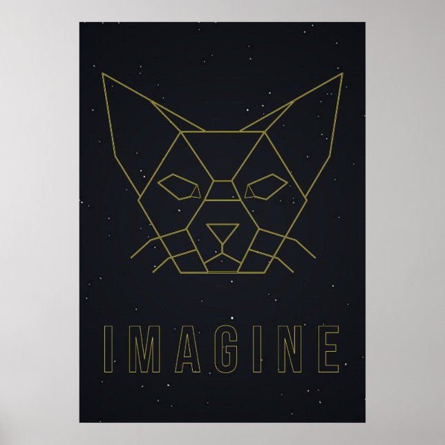 Póster Poster de afirmación origami cat con palabra imagi (Frente)