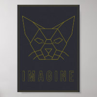 Poster de afirmaciones con gato amarillo origami