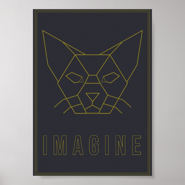 Póster Poster de afirmaciones con gato amarillo origami (Frente)
