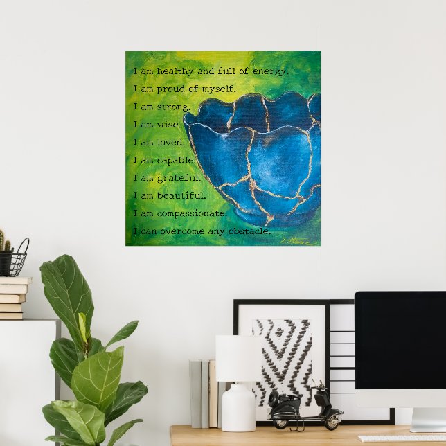 Póster poster de afirmaciones "rotos en belleza" (Matte) (Oficina en casa)