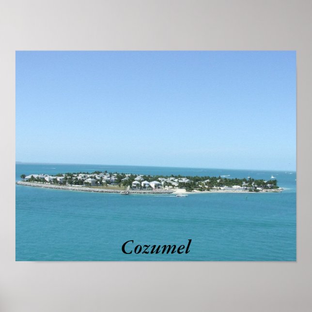 Póster Poster de Agua Azul Tropical de la Isla Cozumel (Frente)
