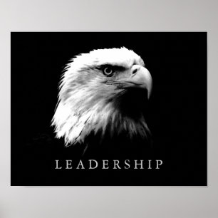 Póster Poster de águila del liderazgo motivador blanco ne
