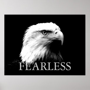 Póster Poster de águila intrépida con motivación en blanc
