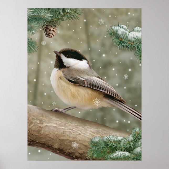 Póster Poster de Alan Giana "Winter Chickadee" (Frente)