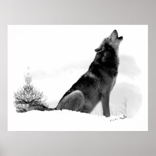 Póster Poster de Alaska del lobo de madera