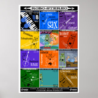 Póster Poster de álbumes de grabación del lago ROBO-STERE