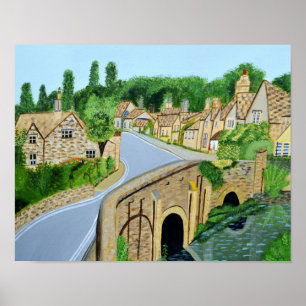 Póster Poster de aldea inglesa Cotswold