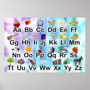 Póster poster de alfabeto ABC de 34x23 con gráficos eleme