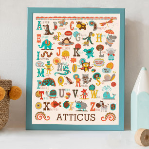 Póster Poster de alfabeto animal ABC personalizado