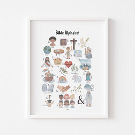 Póster Poster de alfabeto bíblico para niños de color acu