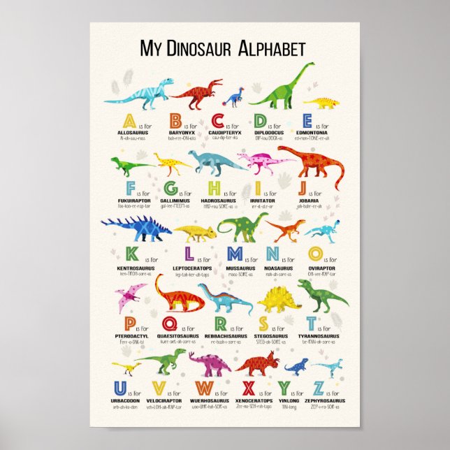 Póster Poster DE ALFABETO DE DINOSAUR (Frente)