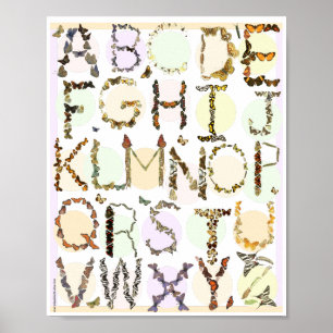 Póster Poster de Alfabeto de Mariposa - Niños ABC