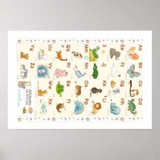 Póster Poster de alfabetos animales en portugués, animale