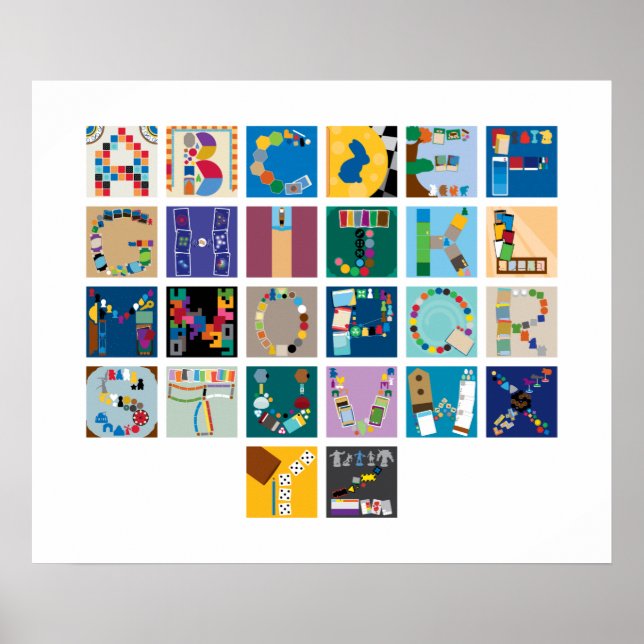 Póster Poster de alfabetos de juego de mesa - Horizontal (Frente)