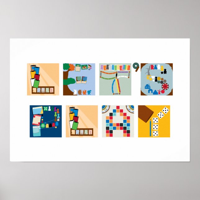 Póster poster de alfabetos del juego de mesa "Let's Play" (Frente)