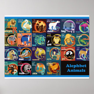 Póster Poster de alfabetos hebreos