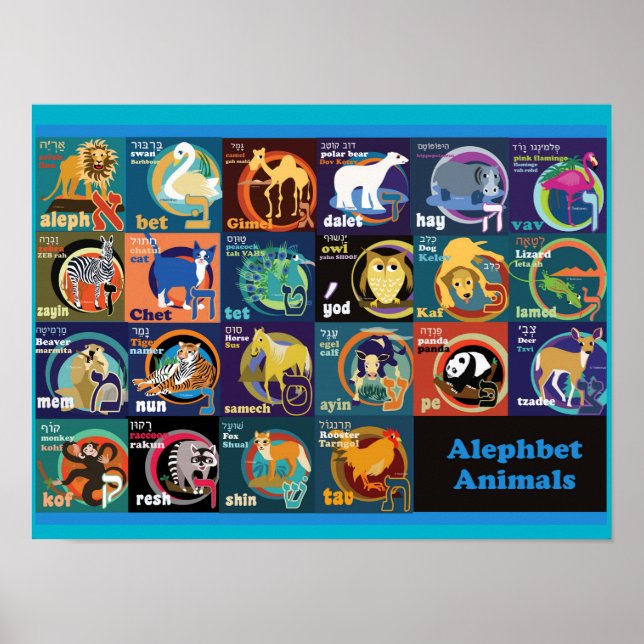 Póster Poster de alfabetos hebreos (Frente)