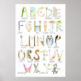 Póster Poster de alfabetos - Letras para animales y objet