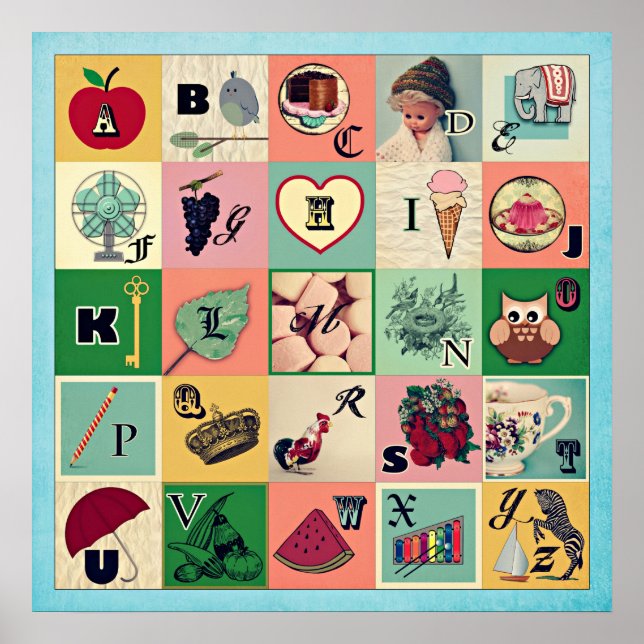 Póster Poster de alfabetos retro (Frente)