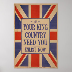 Póster Poster de alistamiento británico vintage