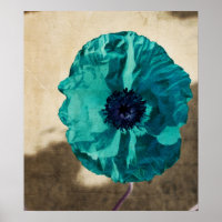 Poster de amapola verde azulada