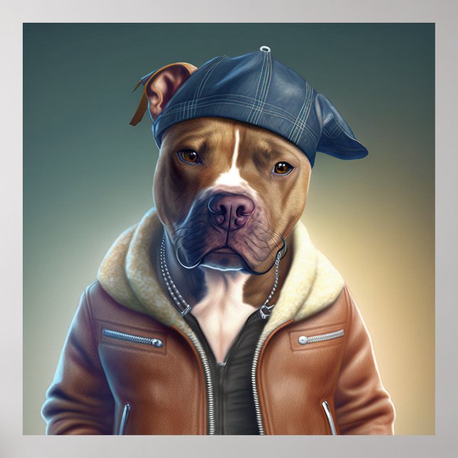Póster Poster de American Staffordshire Terrier Hipster (Frente)