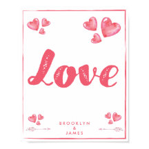 Poster De Amor Con Corazón Personalizado Matte 8x1