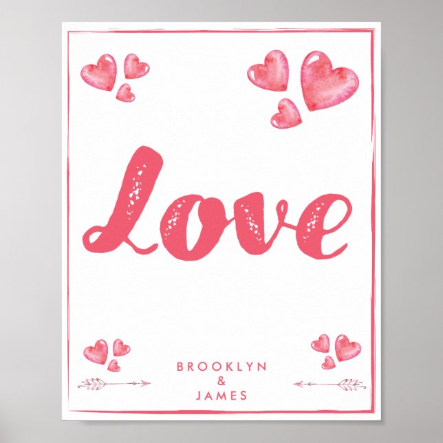 Póster Poster De Amor Con Corazón Personalizado Matte 8x1 (Frente)