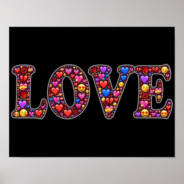 Póster poster de amor de emoji (Frente)
