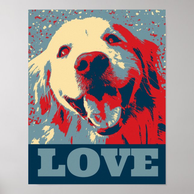 Póster Poster de amor estilizado de Golden Retriever (Frente)